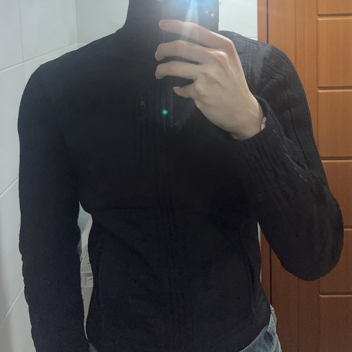 아르마니 익스체인지 하이브리드 하이넥 니트 집업 자켓 상품이미지2