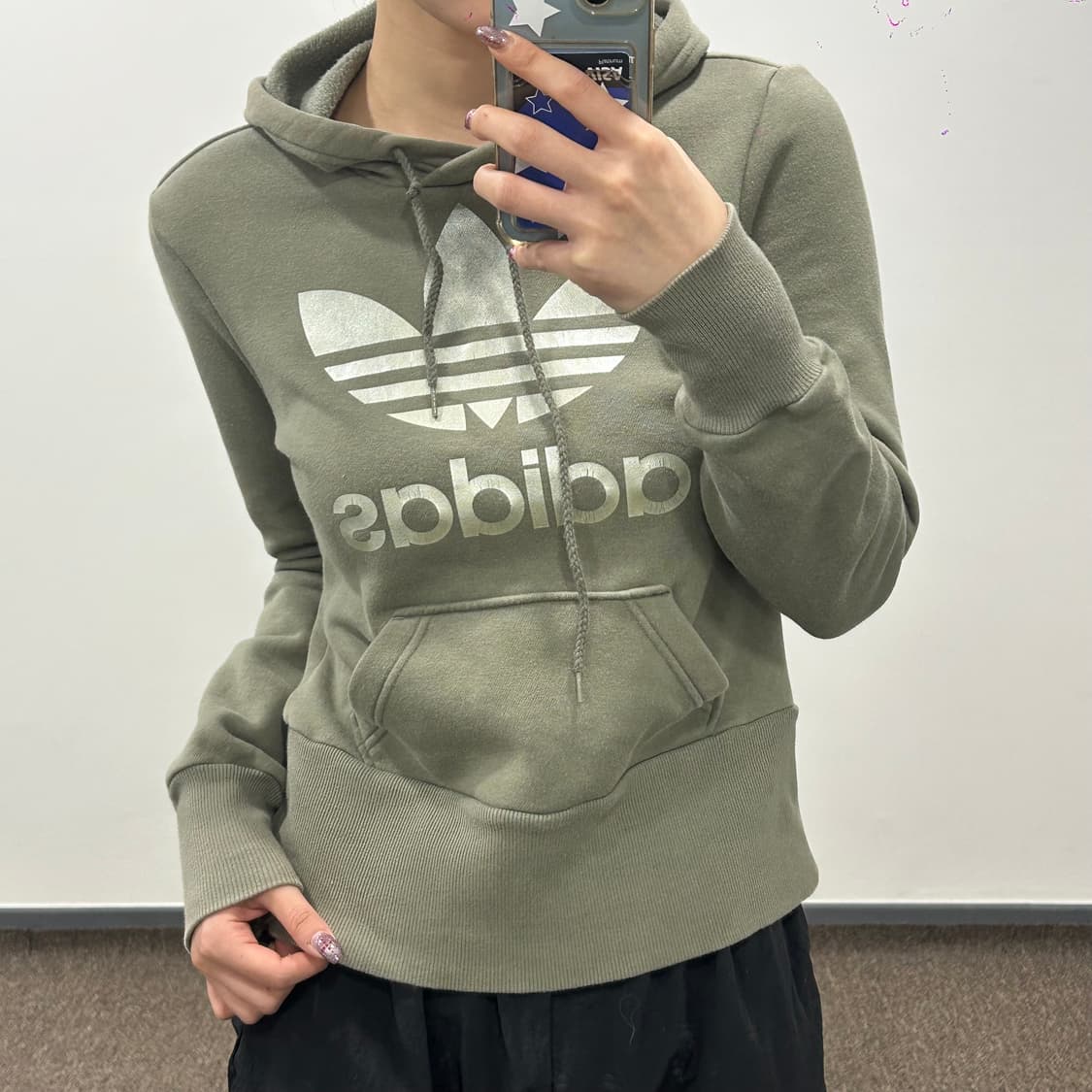 Adidas 아디다스 파이어로고 카키 후드티 상품이미지2