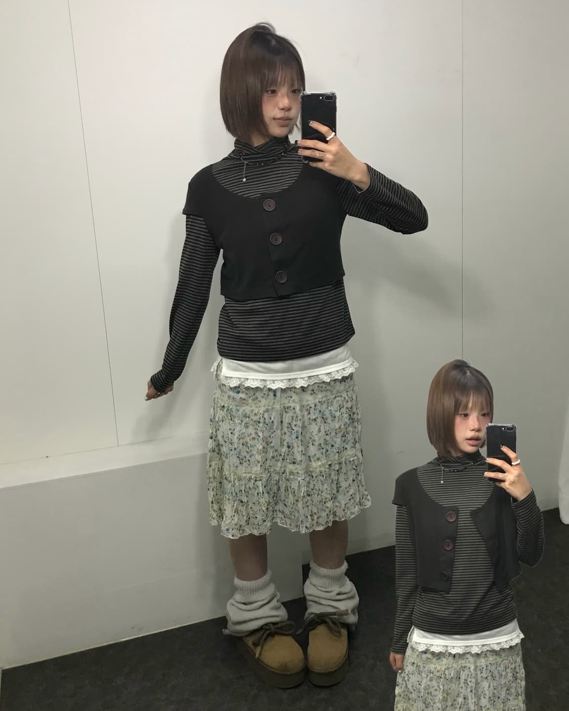 잔꽃 카키 레이어드 Setஜ 상품이미지3