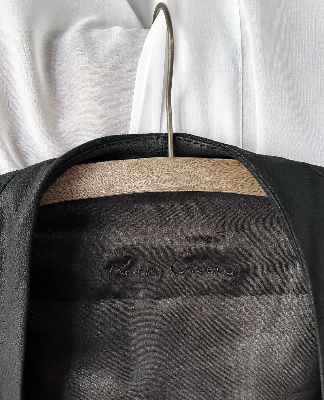 RICK OWENS leather wrap jacket black 상품이미지8