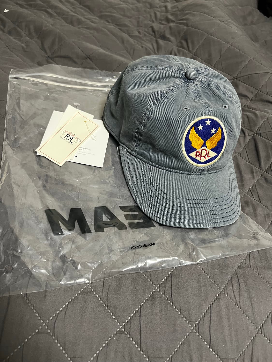 폴로 더블알엘 가먼트 다잉 트윌 볼캡 블루 새상품 판매 상품이미지3