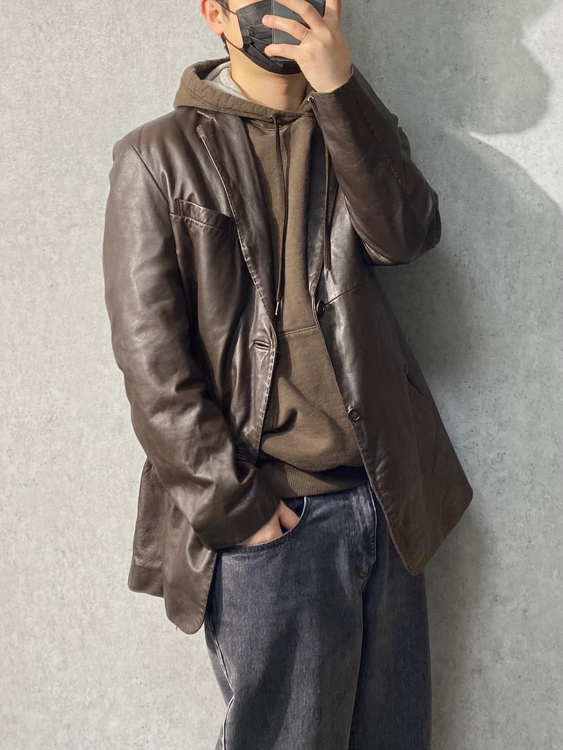 [50] PRIDE 브라운 양가죽 레더 블레이저 상품이미지2