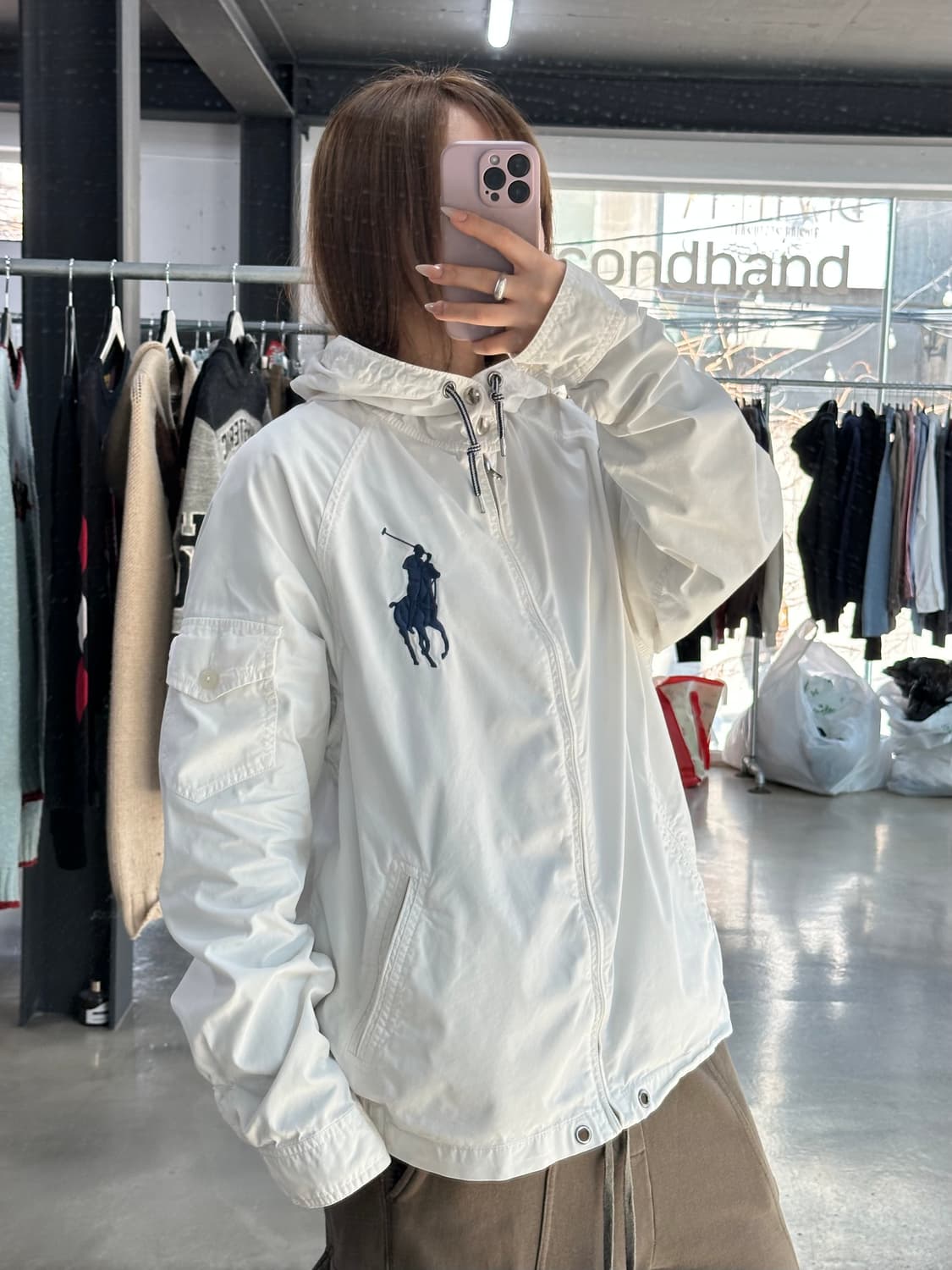 폴로랄프로렌 빅포니 포켓 코튼후드자켓 화이트 상품이미지3