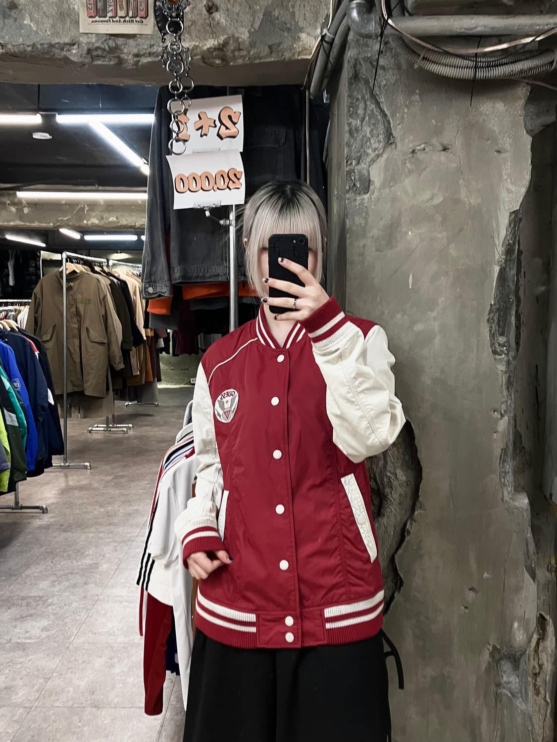 게스 올드스쿨 배색 바람막이 점퍼 레드 L #csz2917 상품이미지2