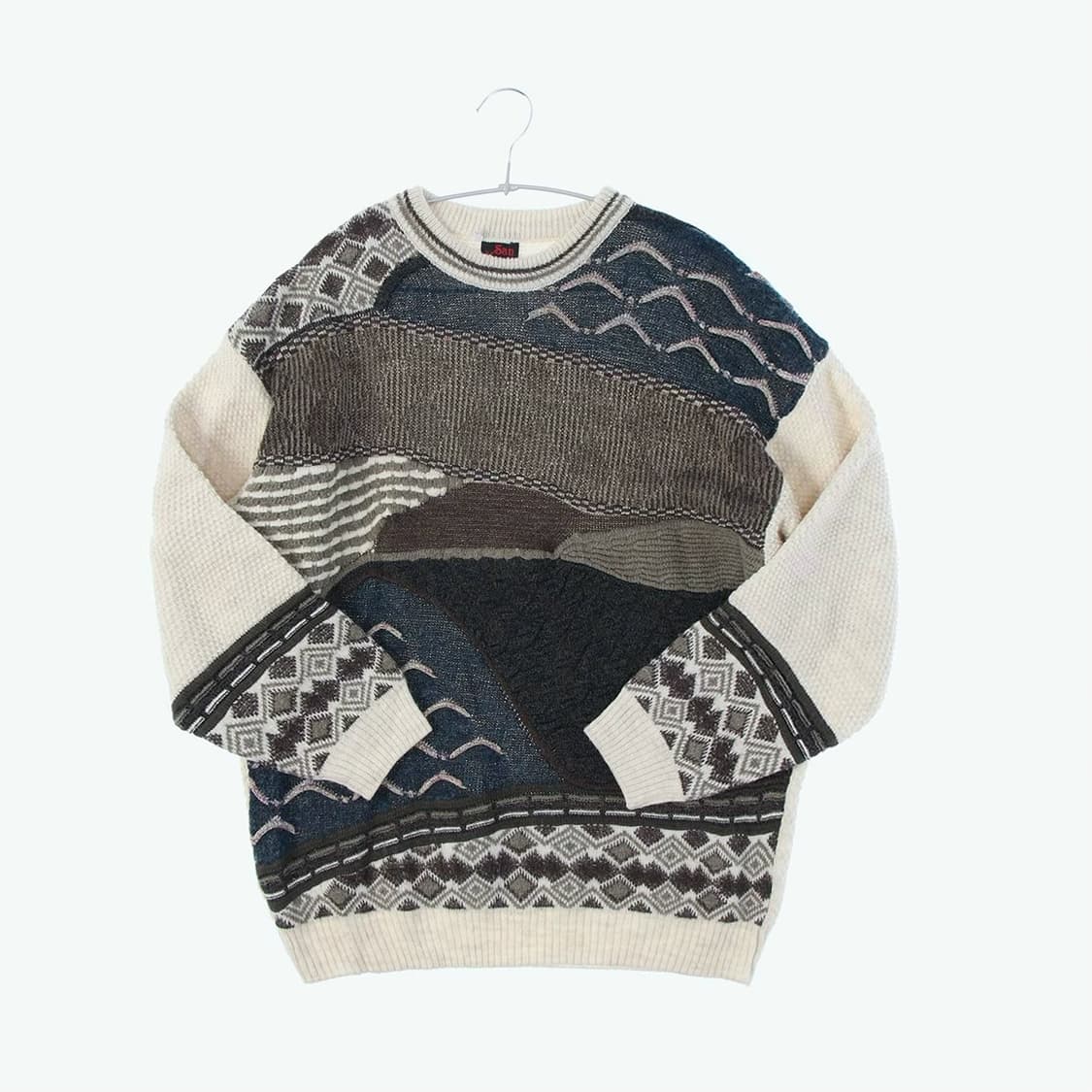 [M] San marco 빈티지 패턴 아크릴 라운드 니트 상품이미지4