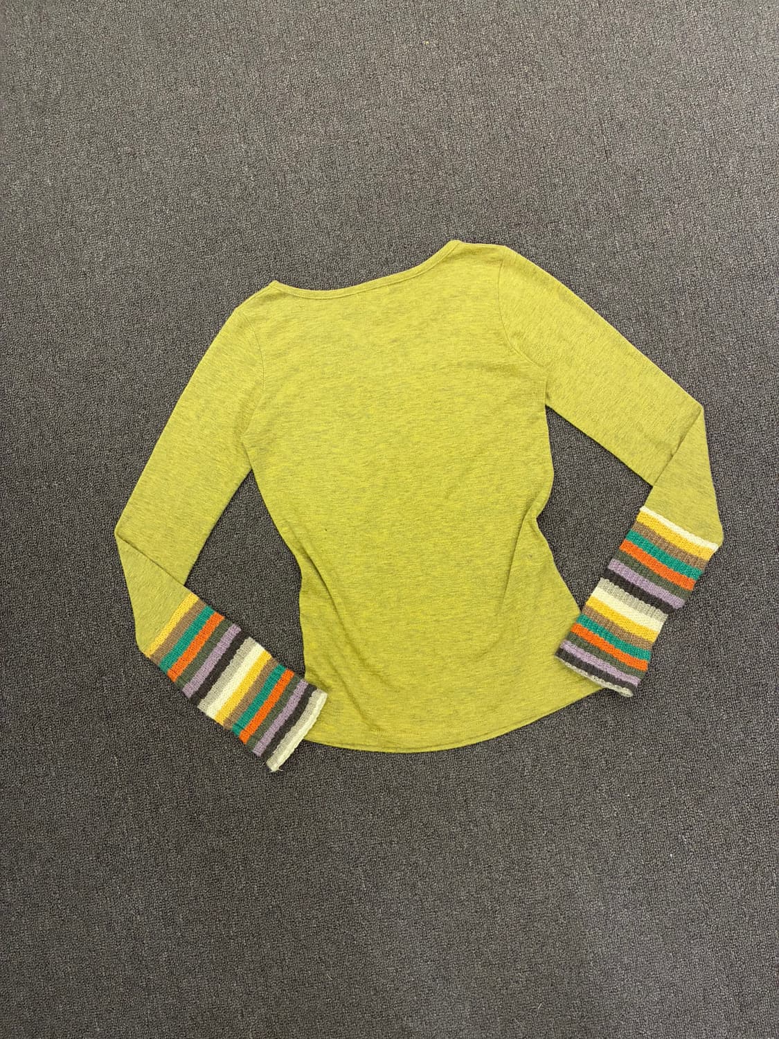 OS)Japanese vintage 여성 니트 소매 배색 롱 슬리브 상품이미지7