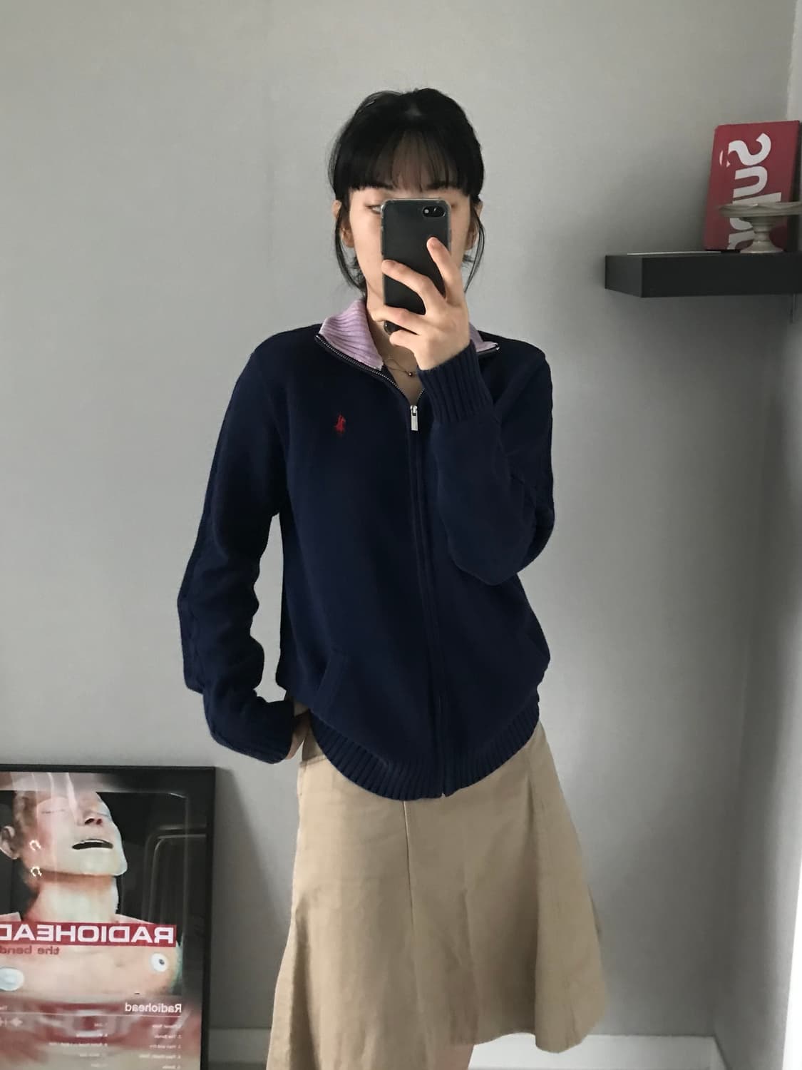 폴로 랄프로렌 포니 로고 네이비 니트 집업 상품이미지2