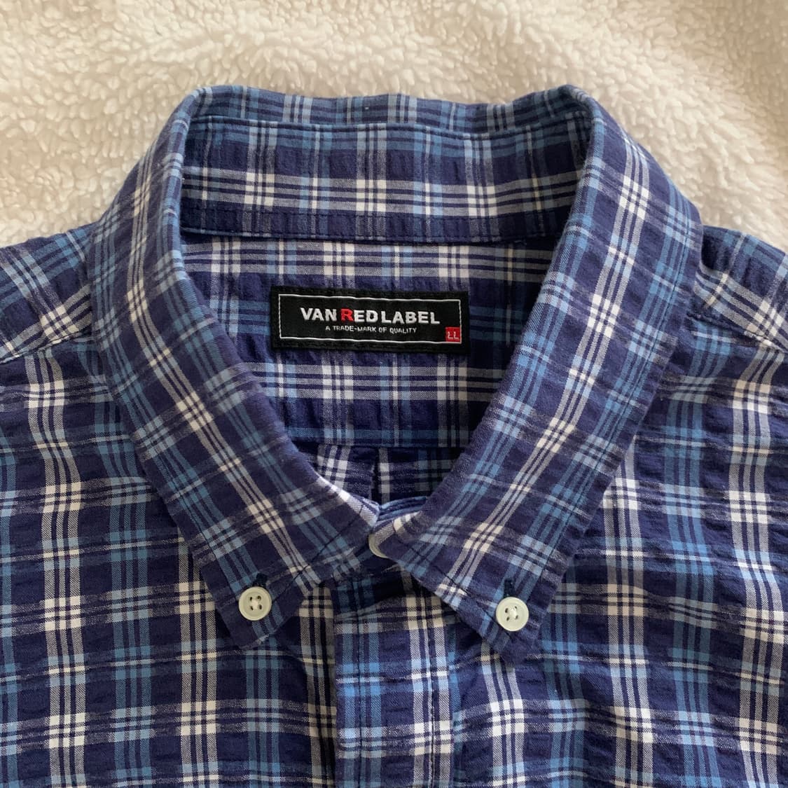일본 빈티지 VAN RED LABEL 블루 체크 시어서커 셔츠 상품이미지3