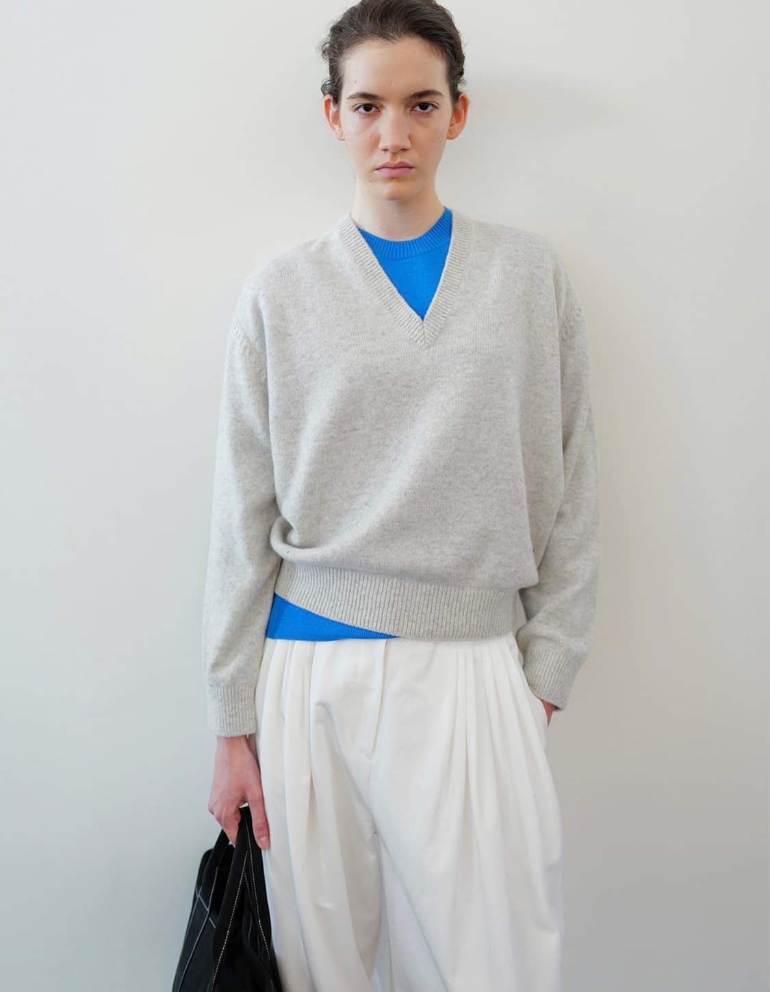 문달 딥 브이넥 멜란지 그레이 m 상품이미지1