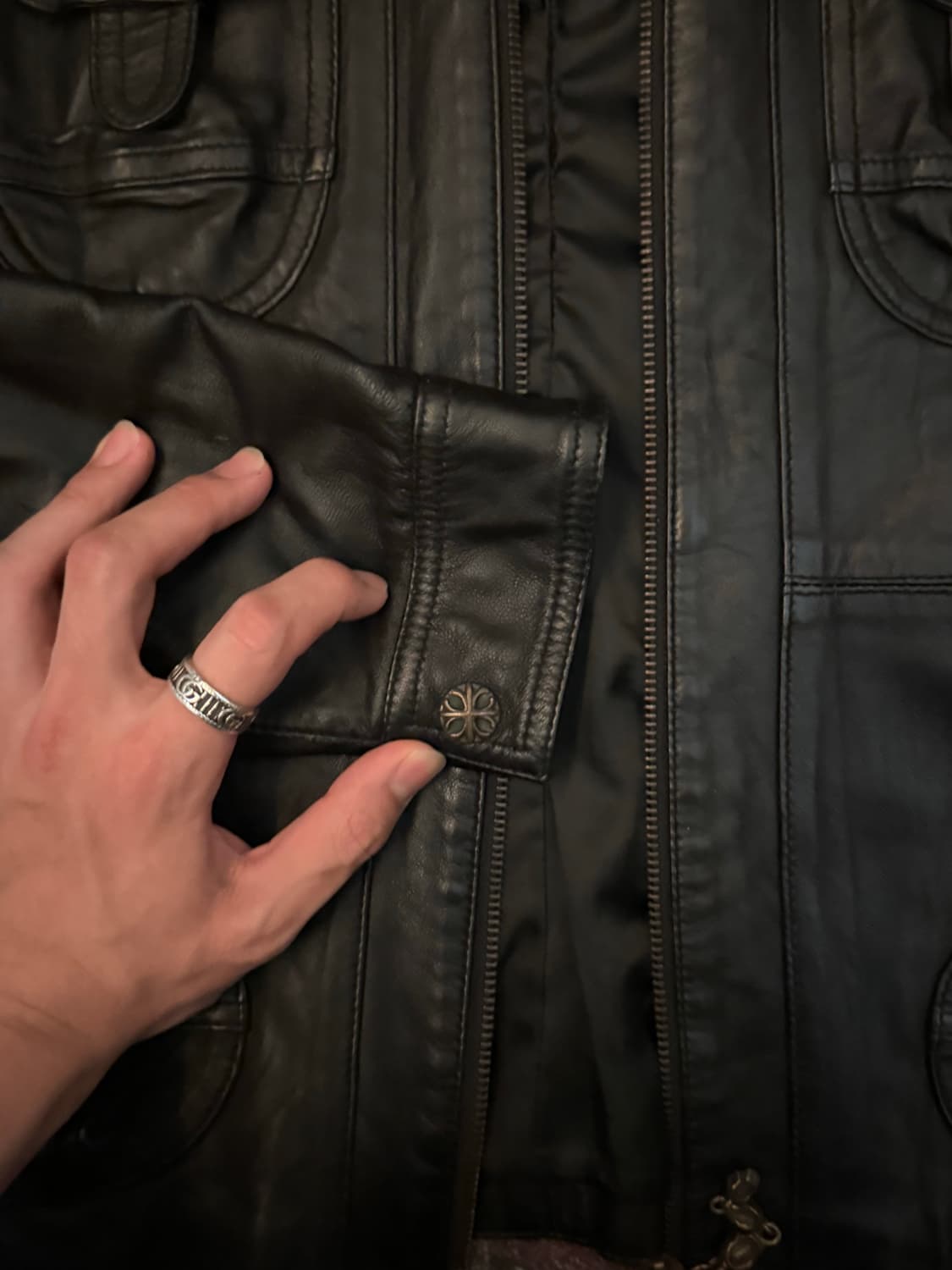 Number (N)ine 07AW 스컬 체인 레더 자켓 상품이미지4