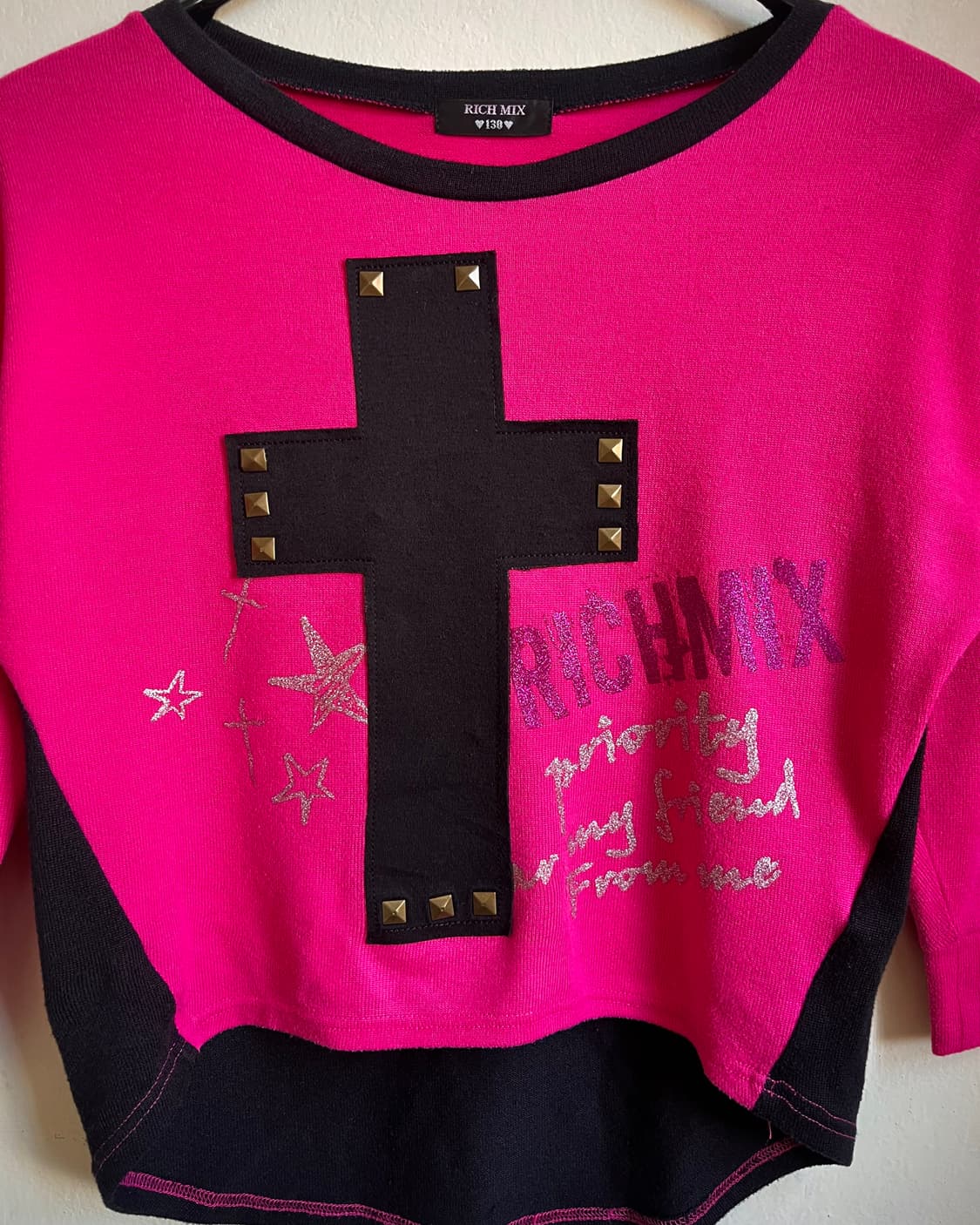Japanese Vintage Rock Studs Cross Top 상품이미지4