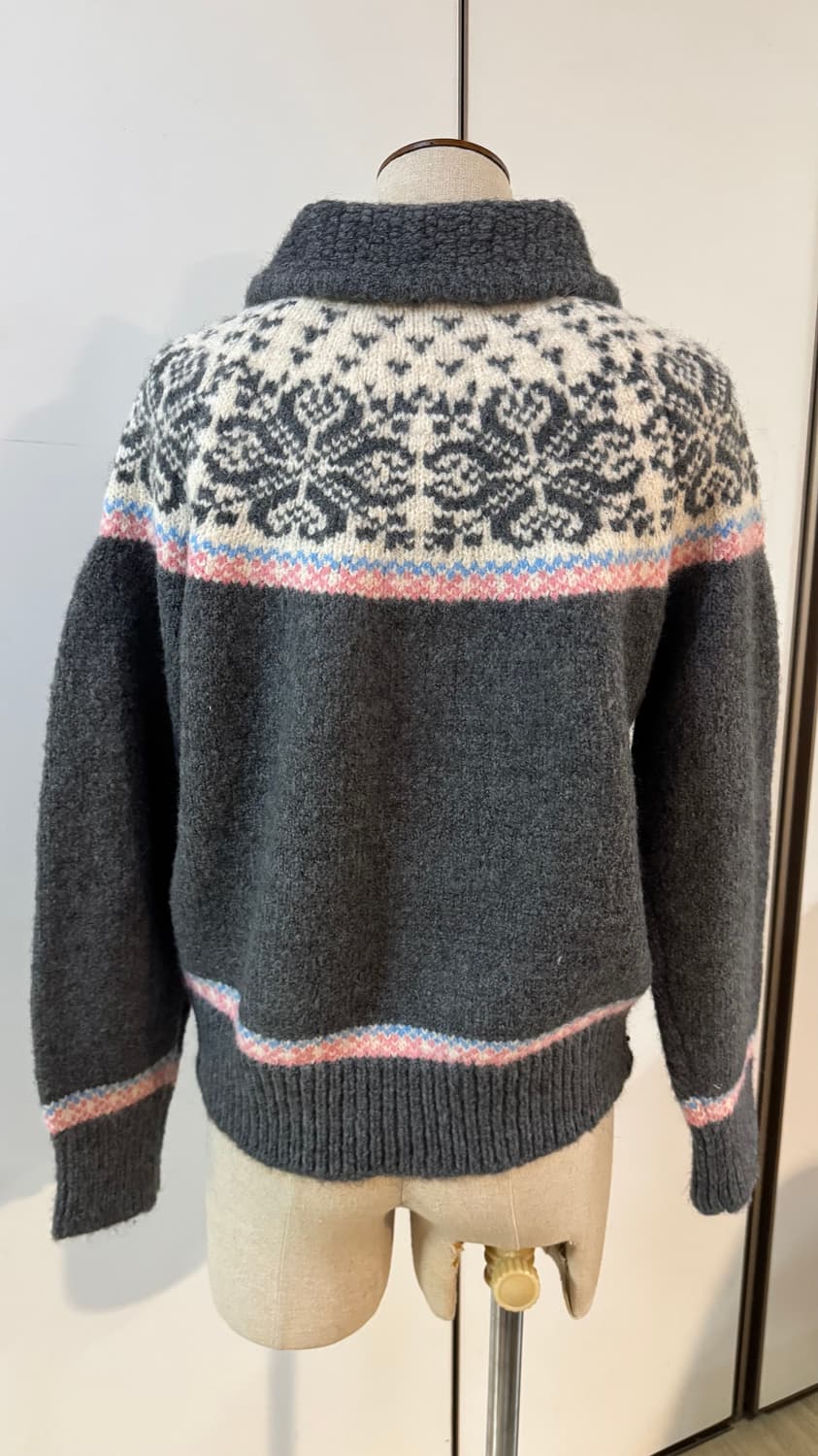 노르딕 패턴 울 니트 가디건 그레이  상품이미지9