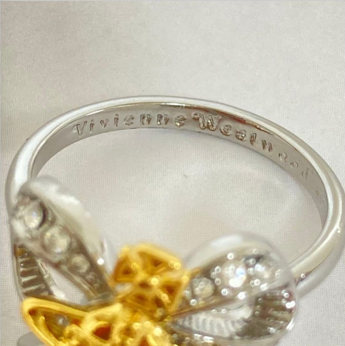 비비안웨스트우드 아카이브 실버 골드 리본 orb링 반지 상품이미지2