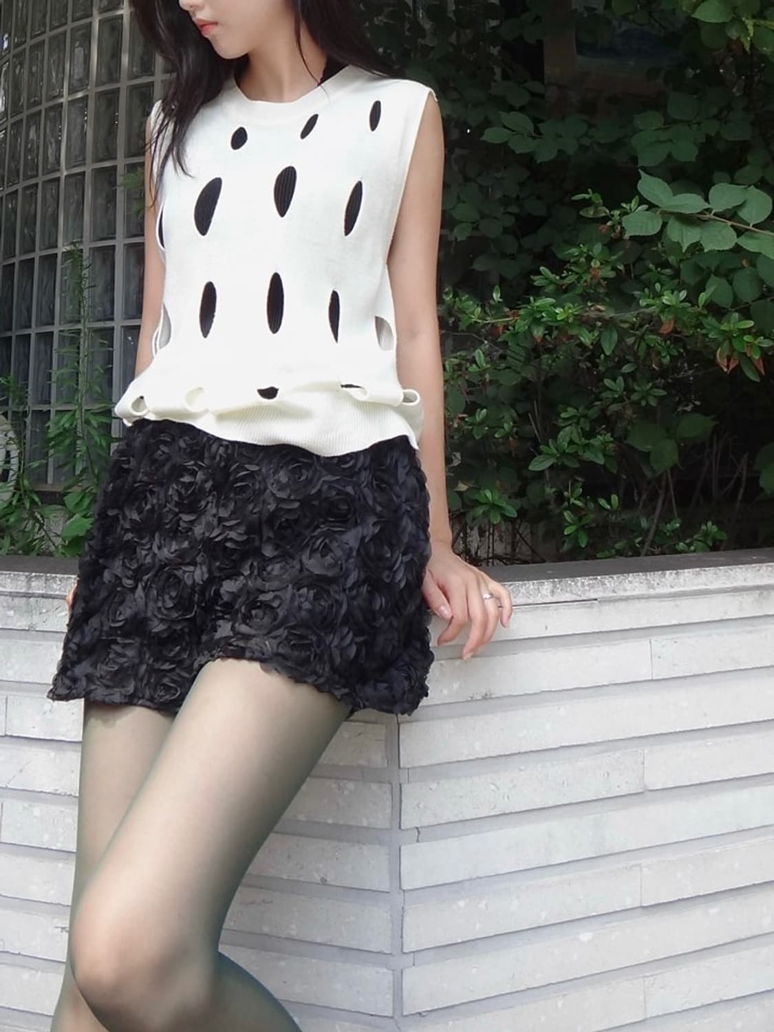 Rose point short pants / black 상품이미지1