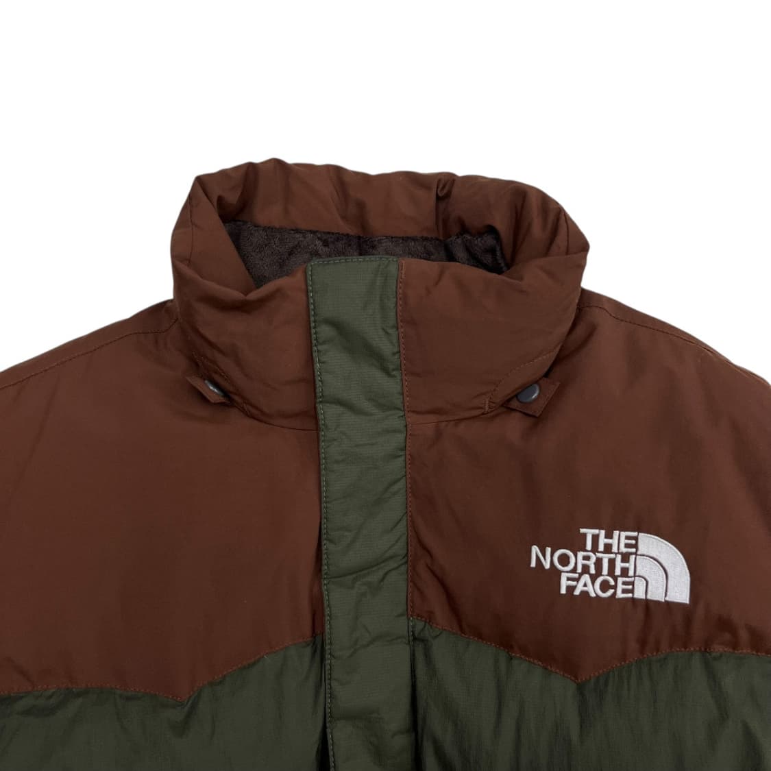 노스페이스 로고 브라운배색 딥그린 패딩 100 상품이미지5