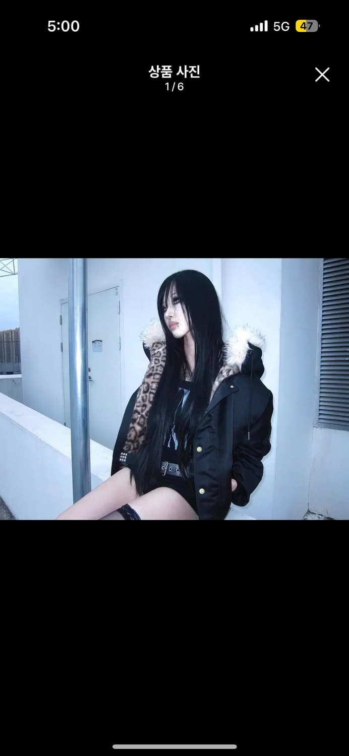 no e mosen 레오파드 크롭 후드 점퍼 상품이미지4