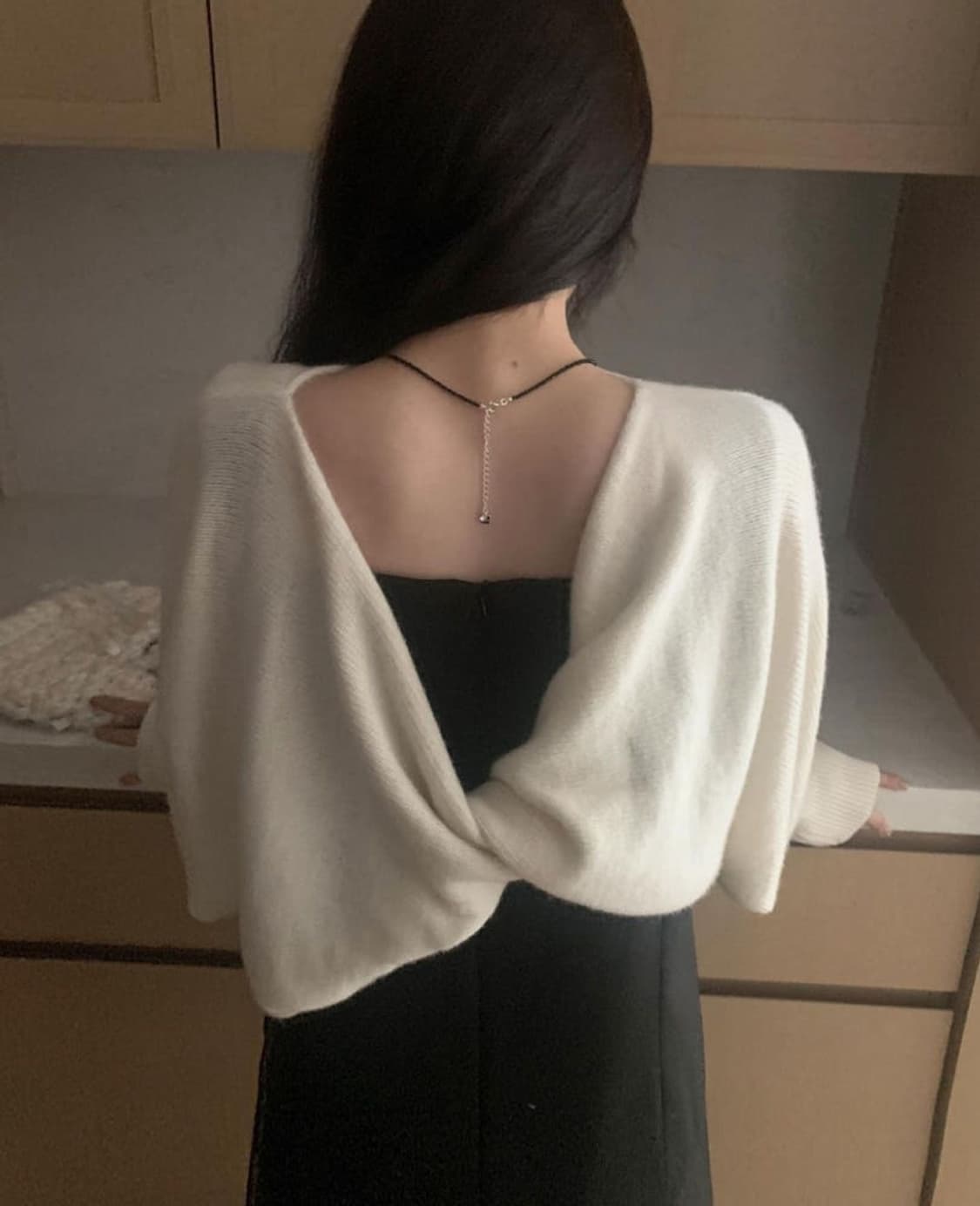 멜라운지 로우 주름 원피스 하객룩 상품이미지4