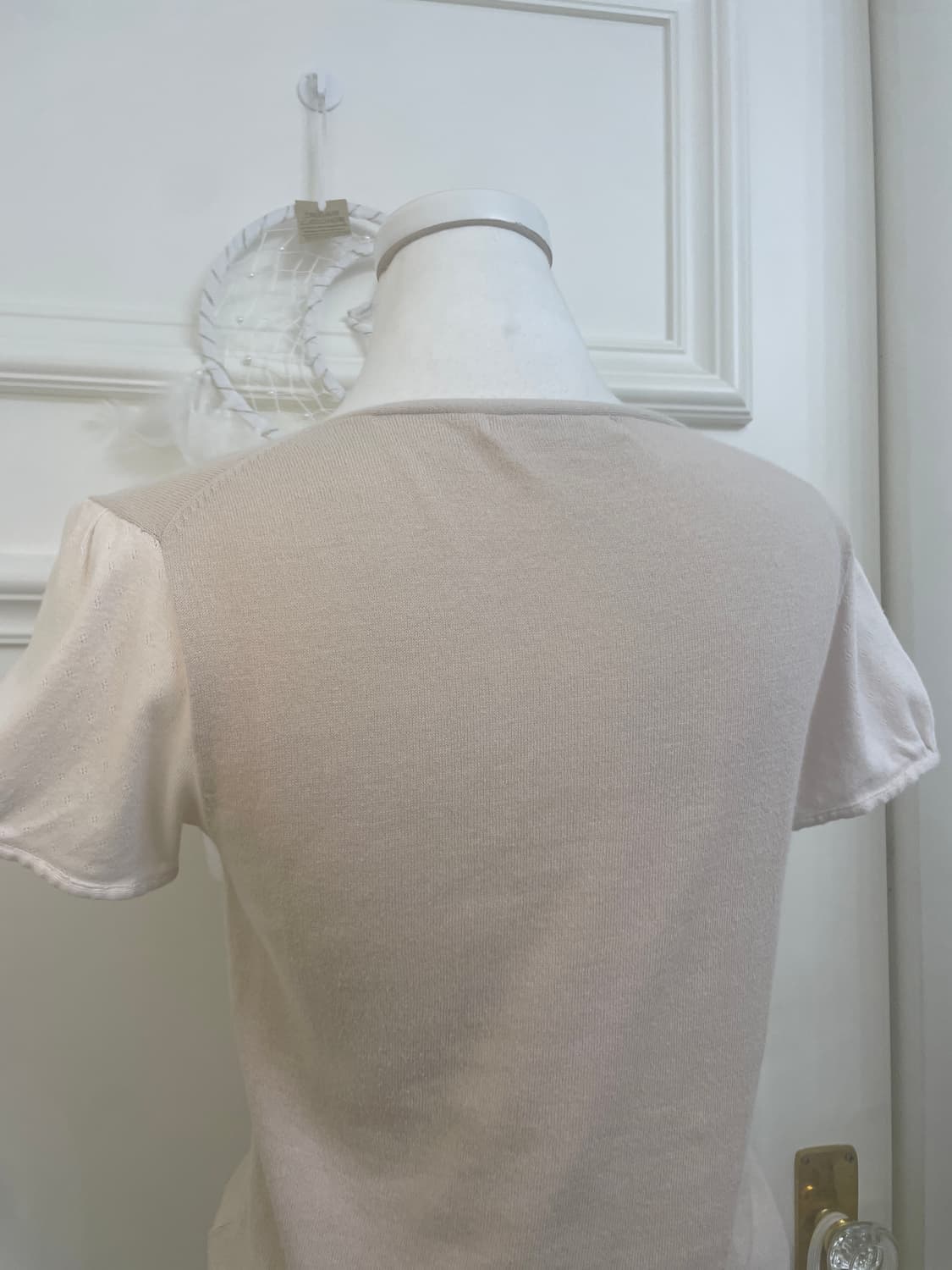 beige ivory crochet point knit top 상품이미지4