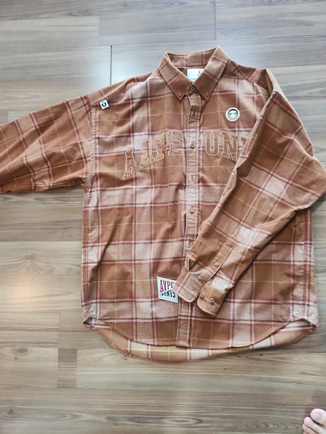AAPE 브라운 체크 셔츠 L 상품이미지1