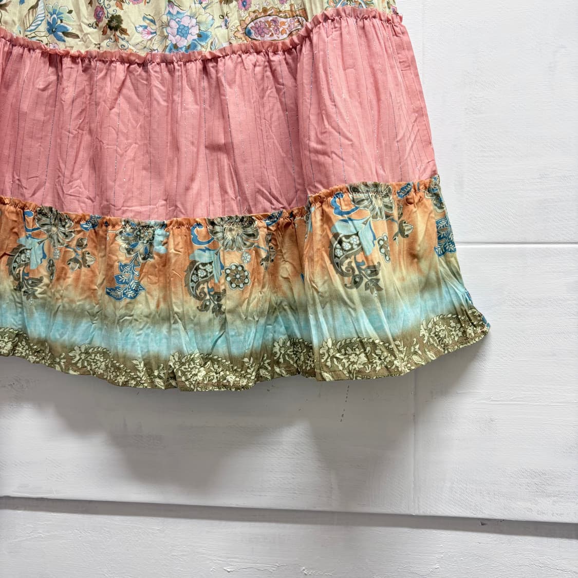 히피 에스닉 패치워크 캉캉 미디 스커트  JPN 상품이미지3