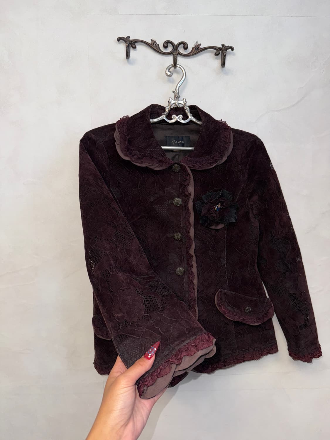 Violet suede oriental floral lace jacket 상품이미지2