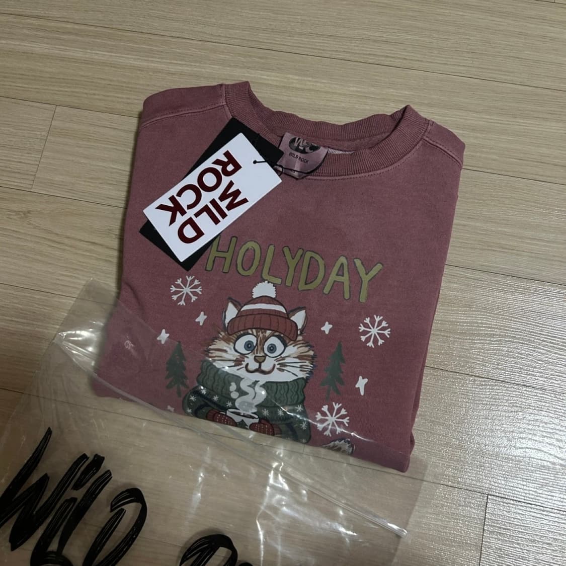 [새상품] 와일드락 Holyday Cat 피그먼트 오버핏 맨투맨 상품이미지4