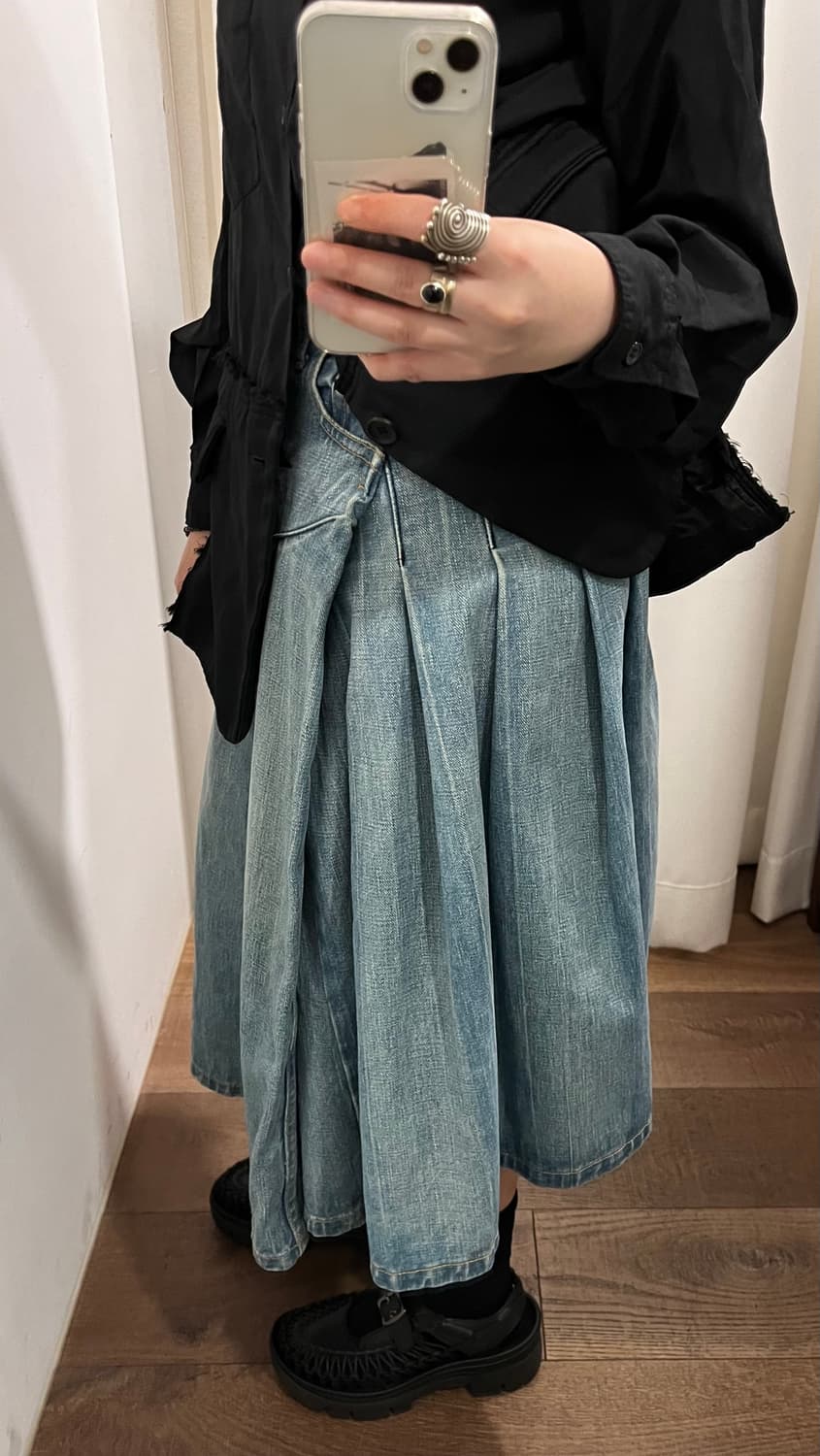 Denim Docking Pleats Skirt 상품이미지10