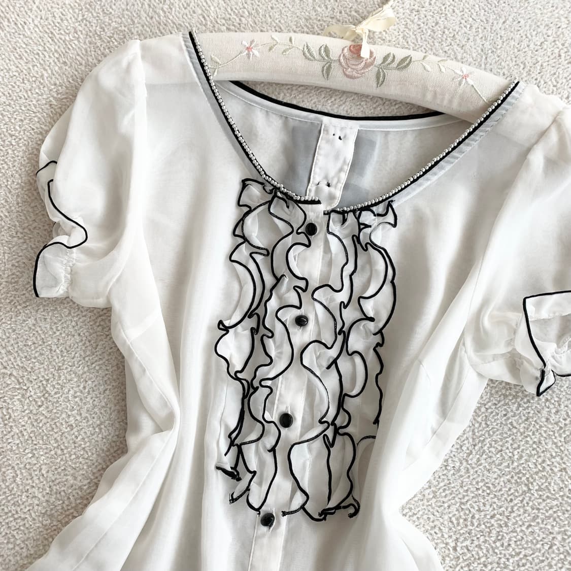 러블리 ♥ 화이트블랙 리본 프릴bl 상품이미지2