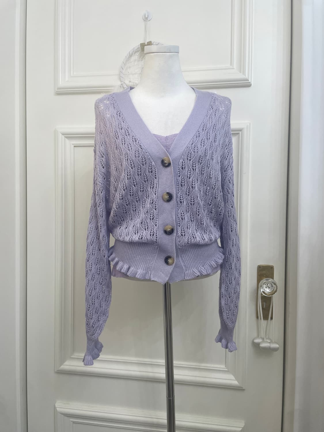lavender crochet crop cardigan&lace poin 상품이미지1