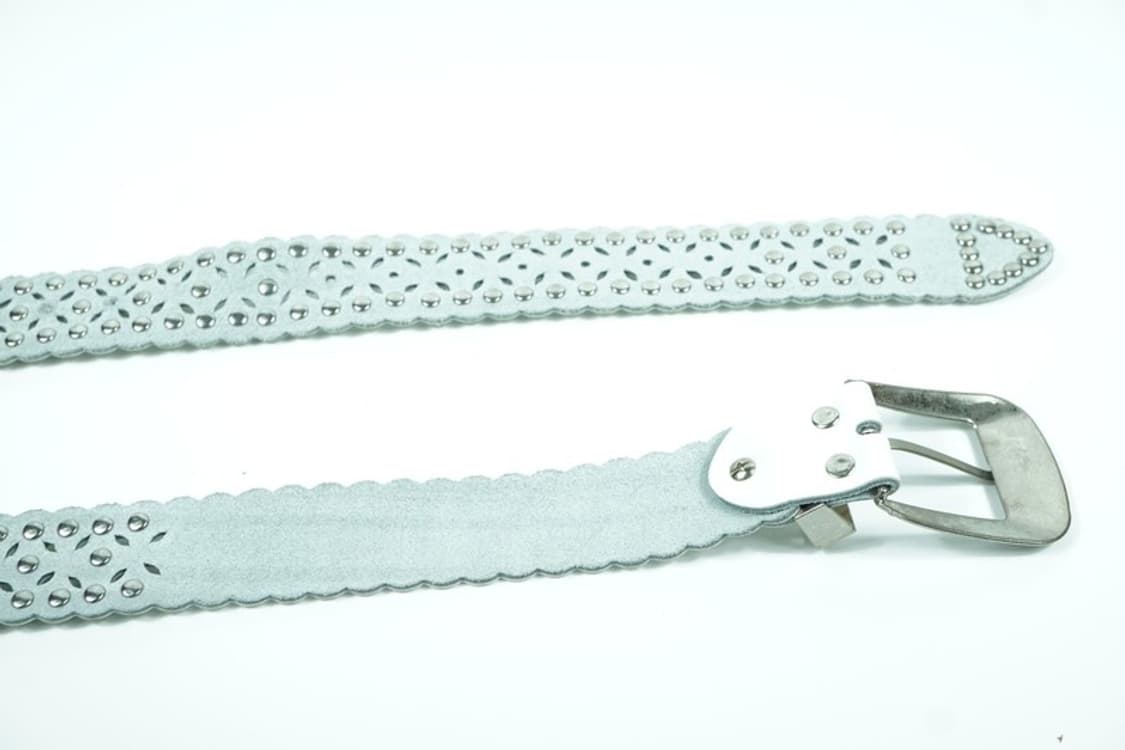 Y2K 펑크 무드 화이트 풀 큐빅 펀칭 웨스턴 벨트 상품이미지6