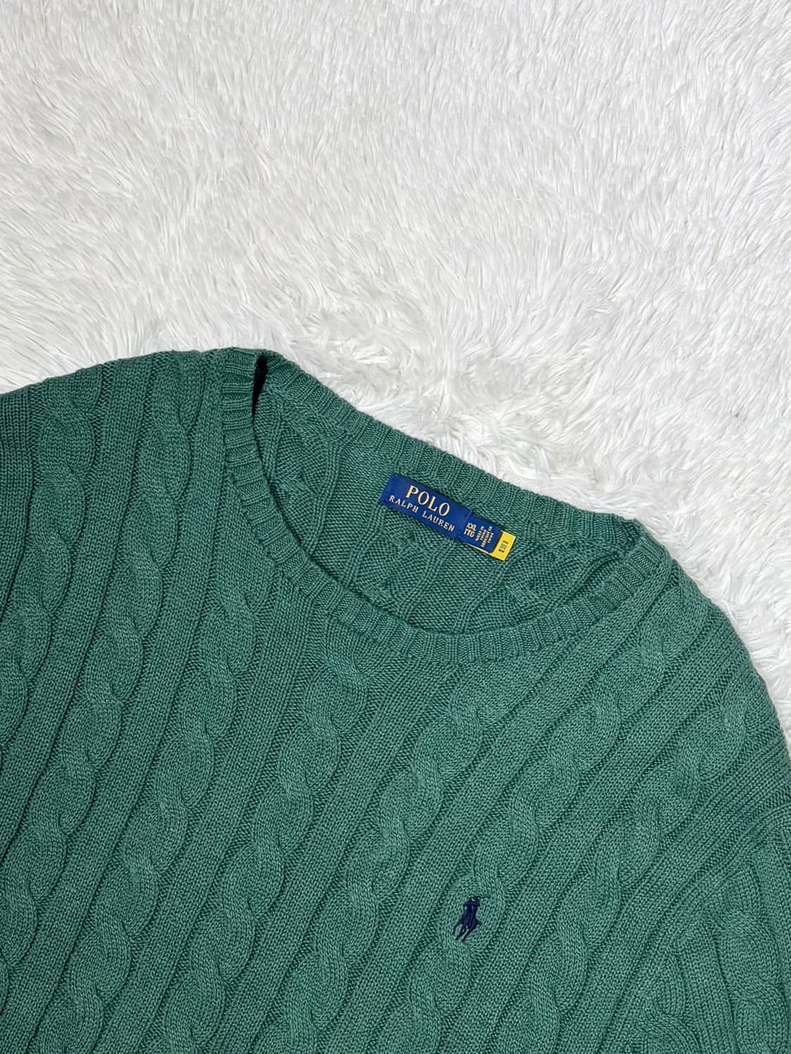 폴로 그린 포니 오버핏 꽈배기 니트 상품이미지4