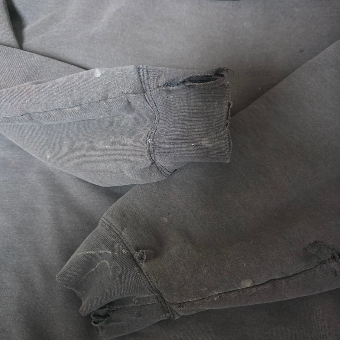 [XL] 00s 칼하트 더블페이스 트래쉬드 써멀 후드집업 블랙 칸예 상품이미지10