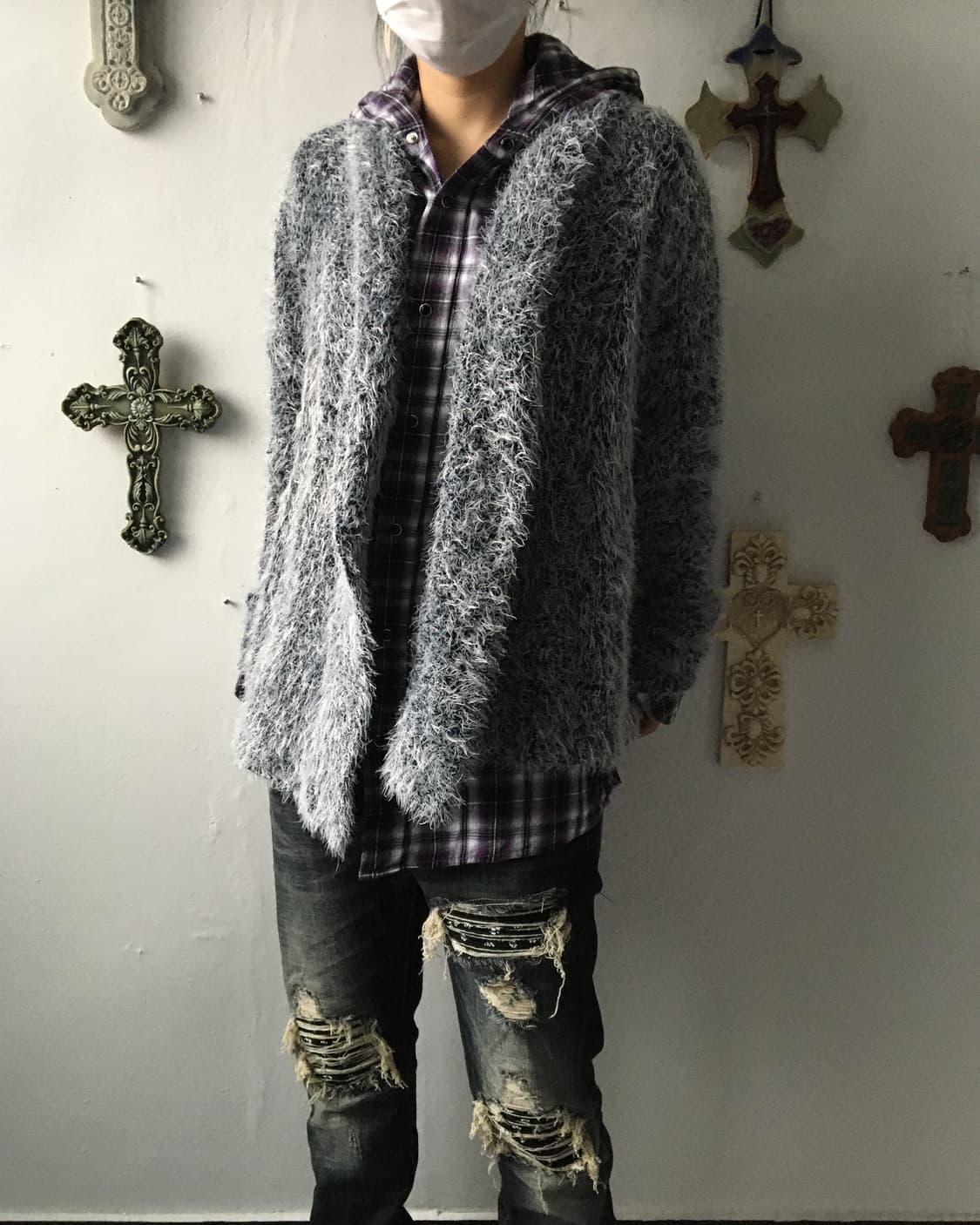 Fluffy knit open cardigan 상품이미지1