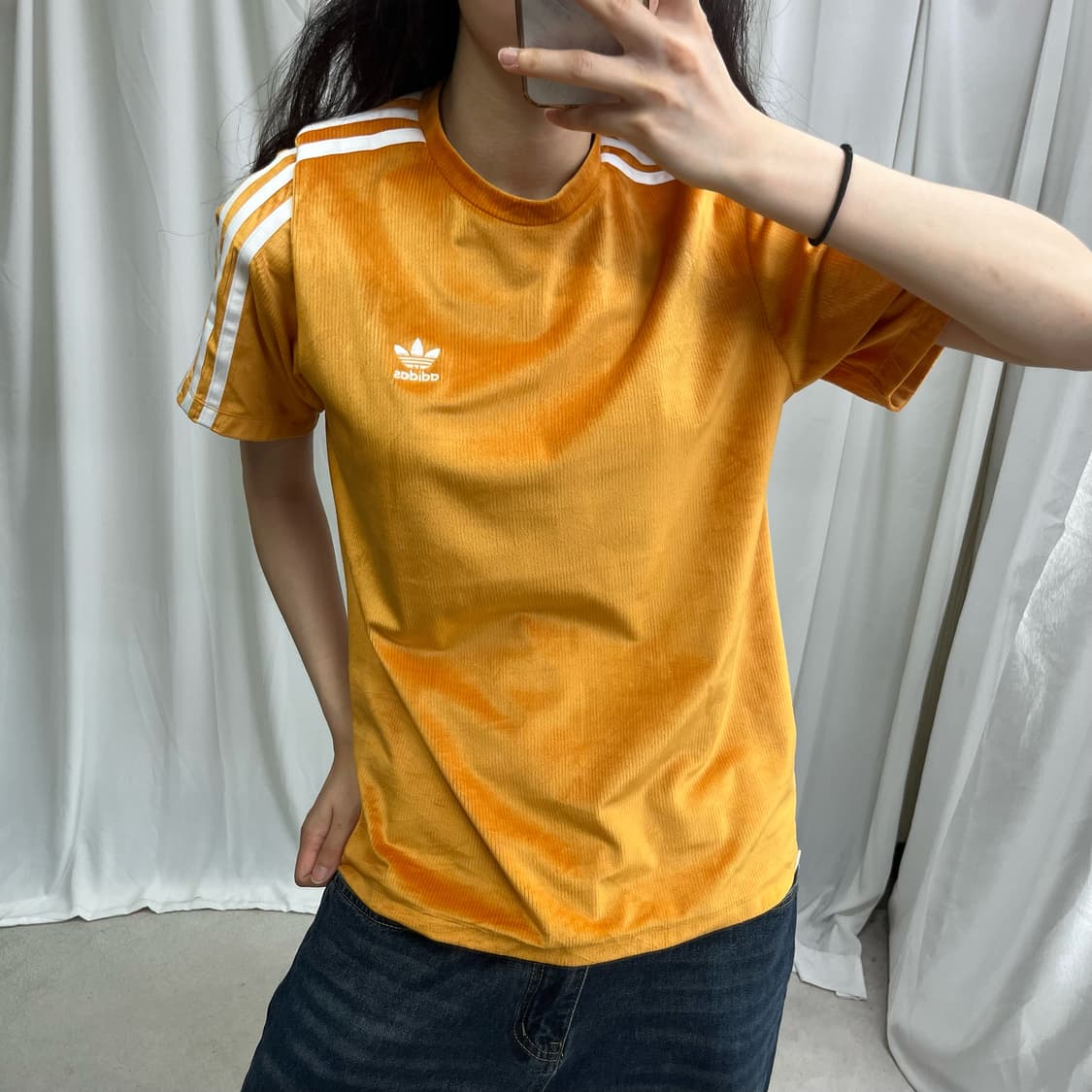 Adidas firebird orange velvet T-shirts 상품이미지3