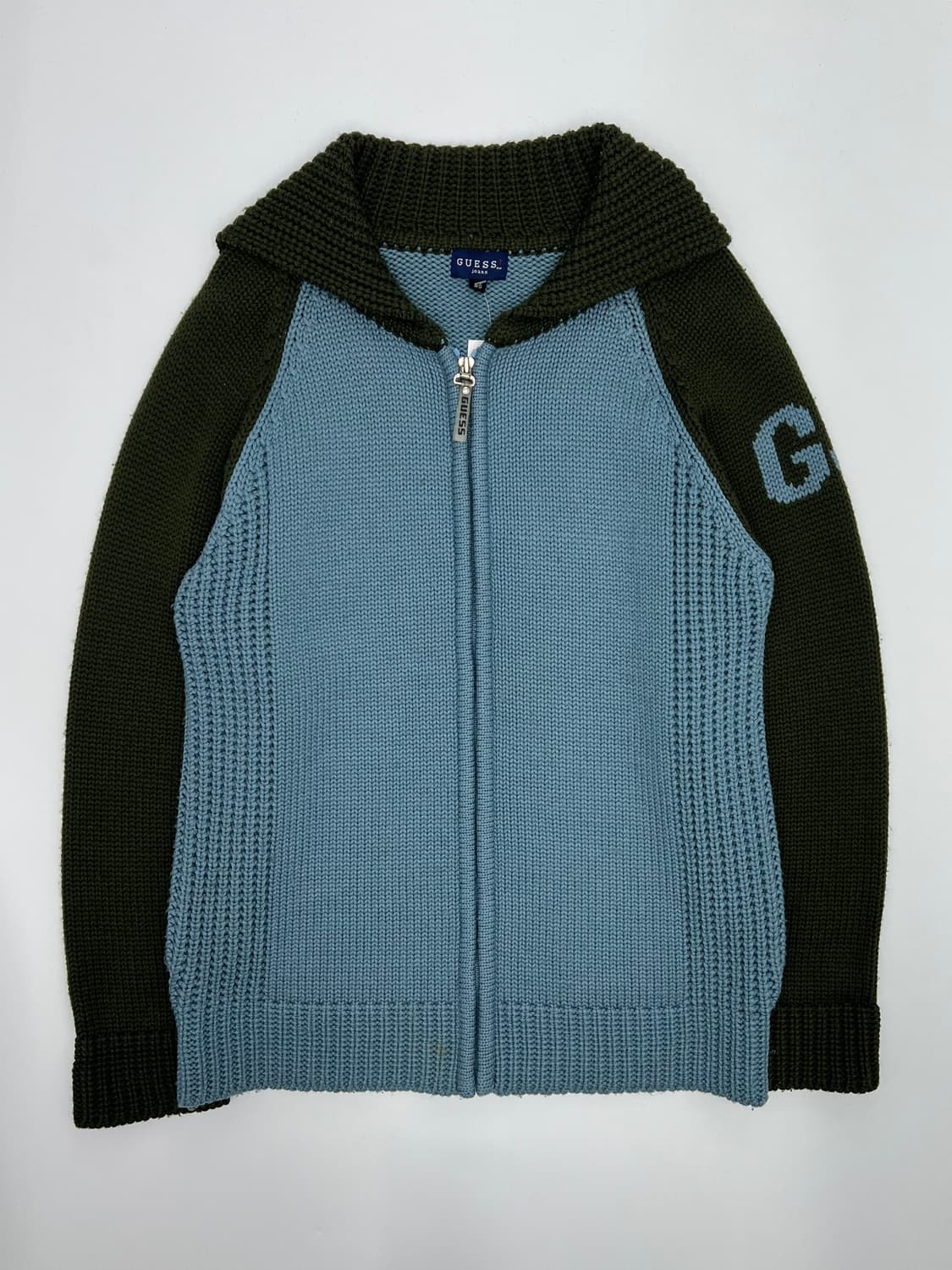 게스 배색 니트집업 상품이미지1