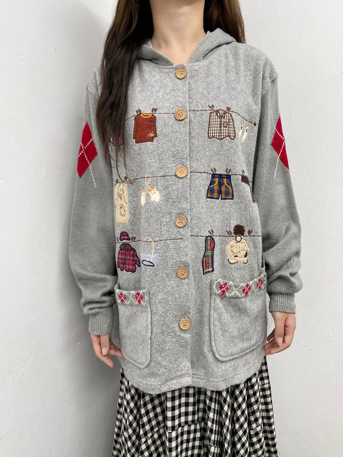 코지베어 디테일 후드 버튼 자켓  상품이미지1