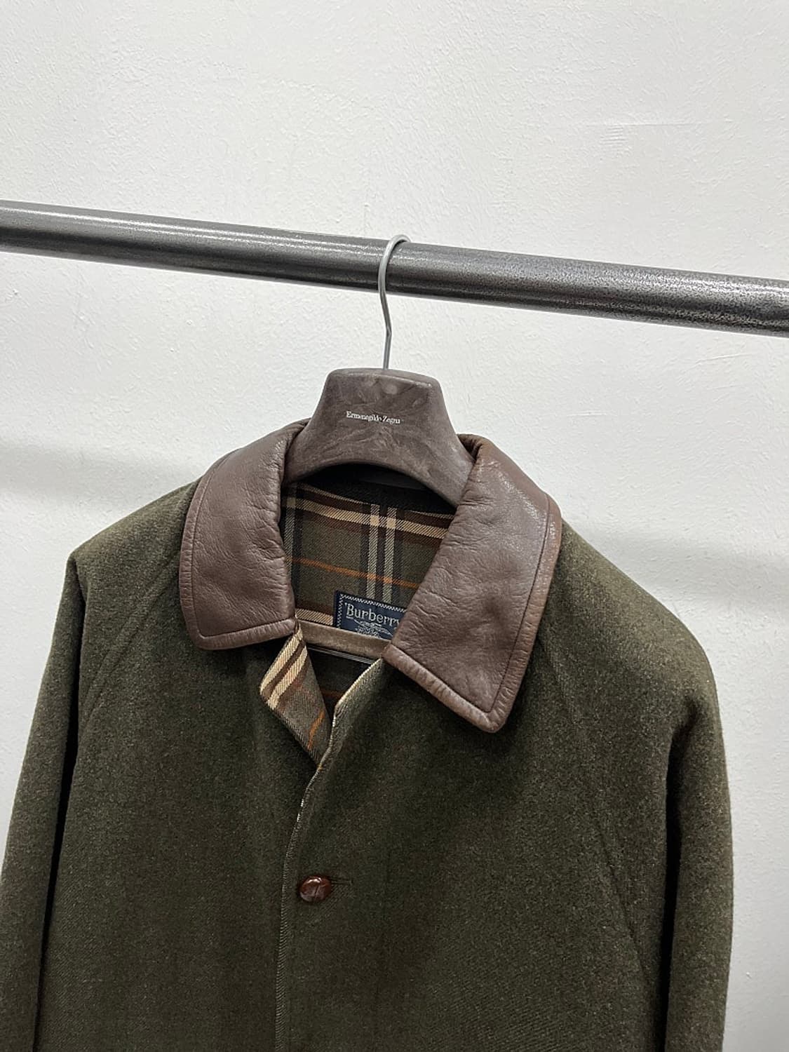 105) 버버리 90s 레더카라 울코트  상품이미지3