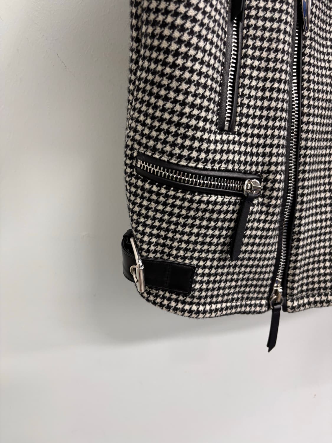 쥬세페 자노티 하운즈투스 체크 콤비 레더 라이더 자켓 상품이미지6