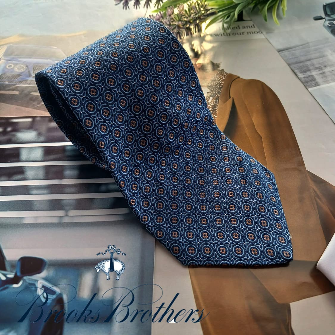 브룩스브라더스 실크 기하 패턴 넥타이 8.9cm 새상품 A18762
 상품이미지1