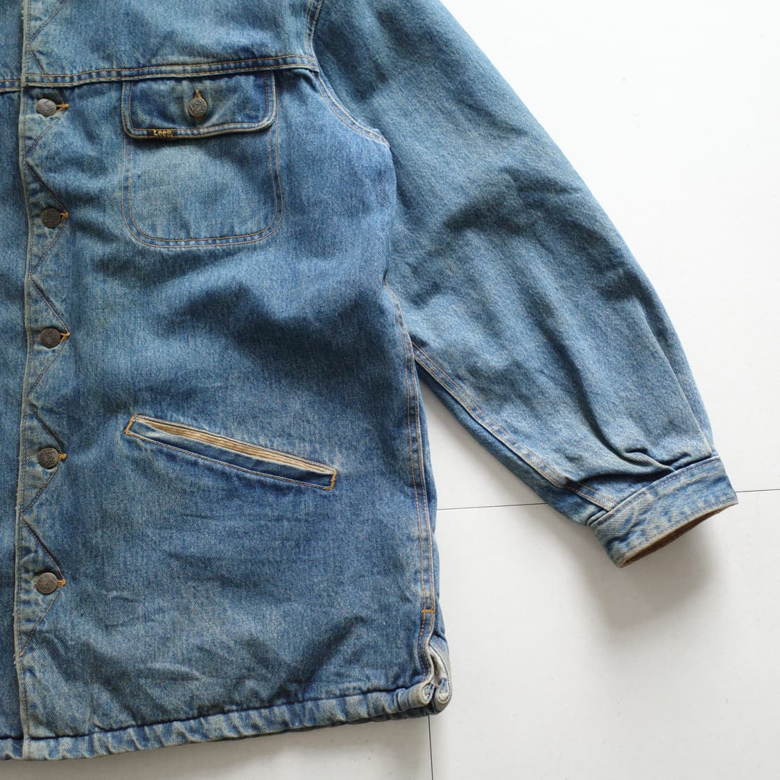 80s Lee 리 라이더 쉐르파 코듀로이 카라 렌치 데님자켓 M 상품이미지3