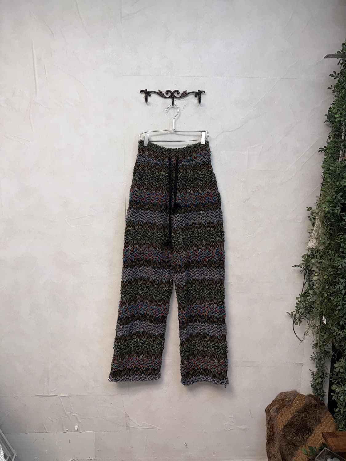 Khaki ethnic hippie color mix knit pants 상품이미지2