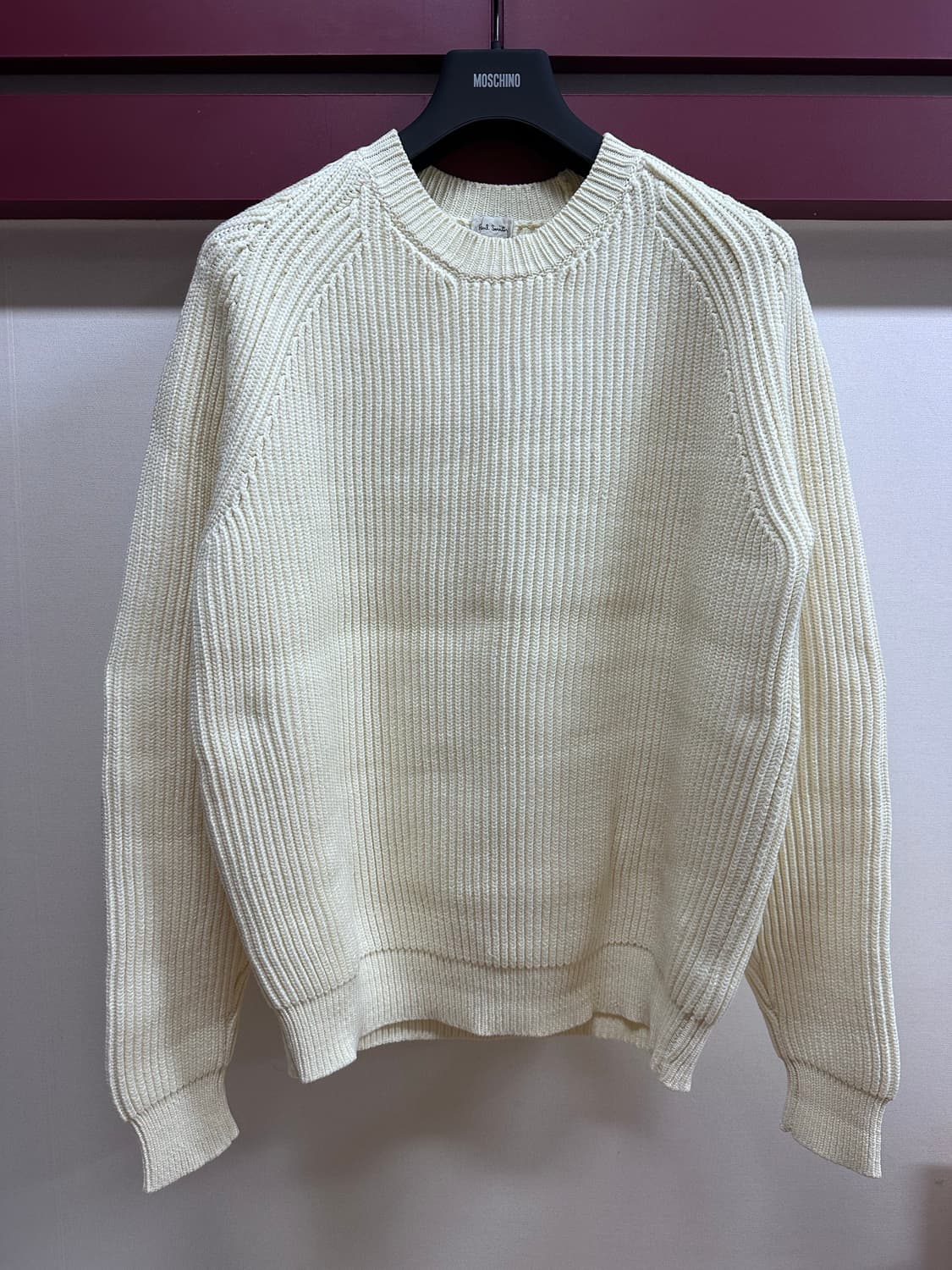 [폴스미스 컬렉션]리브 아이보리 라운드 니트 105사이즈 상품이미지1