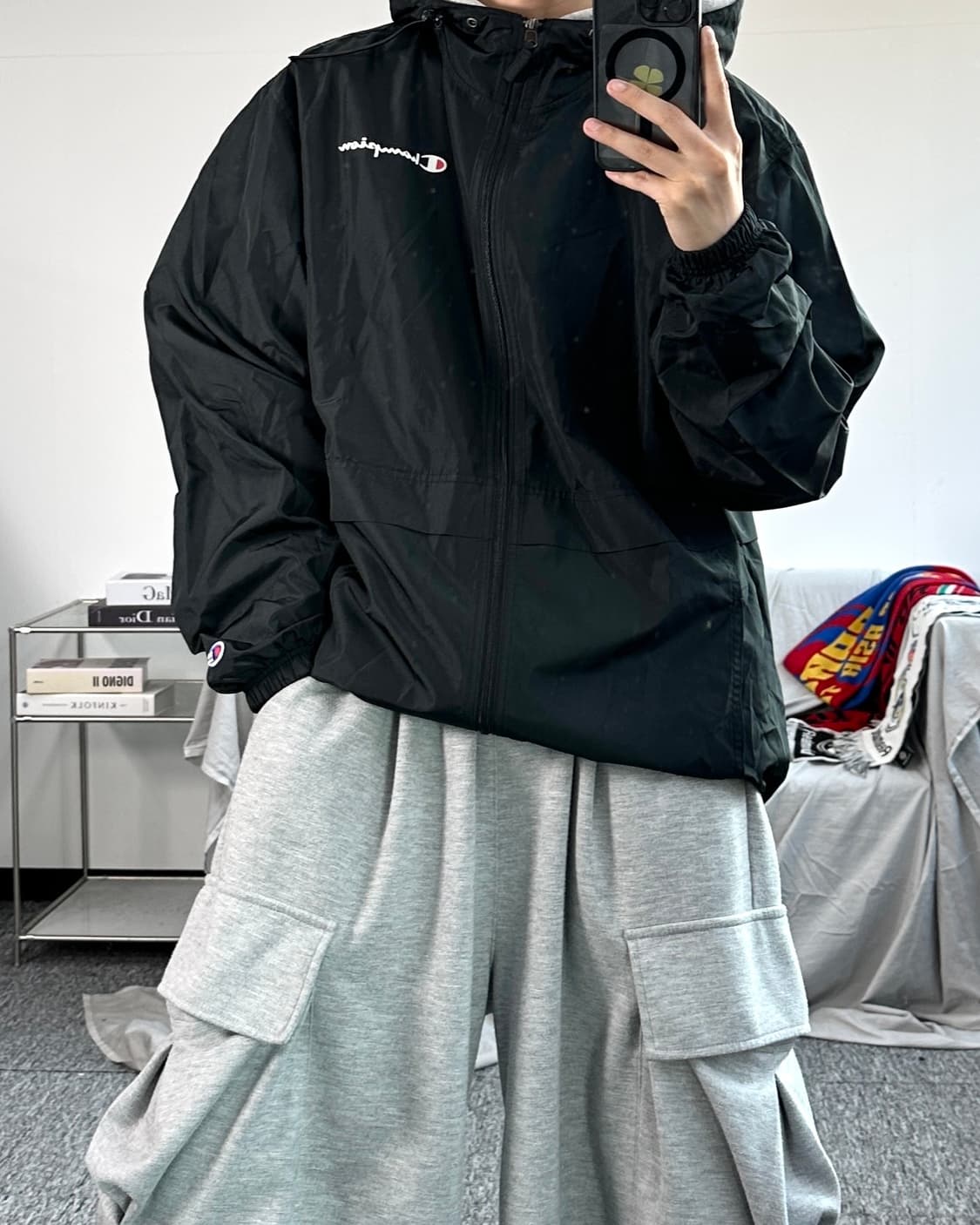 챔피온 블랙 어센틱 바람막이 L 상품이미지3