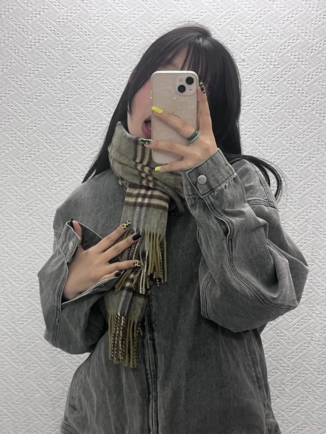 버버리 램스울 캐시미어 올리브카키 노바체크 목도리 C07556 상품이미지1