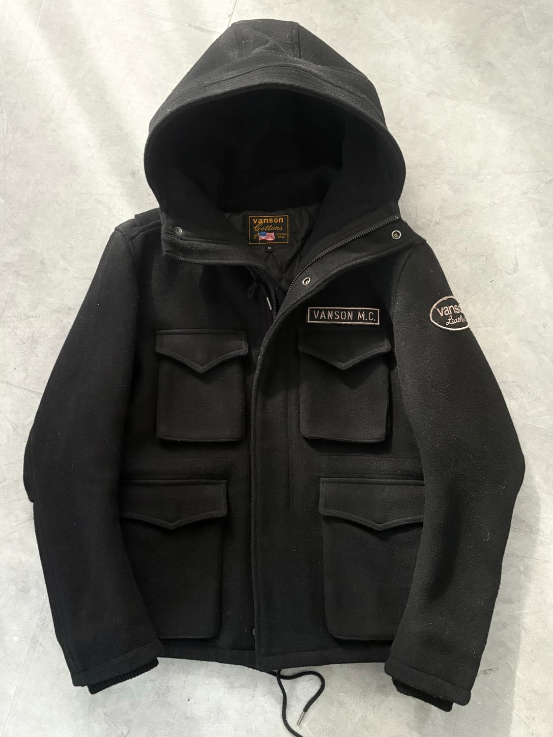 vanson 밴슨 블랙 울 후드 자켓 상품이미지6