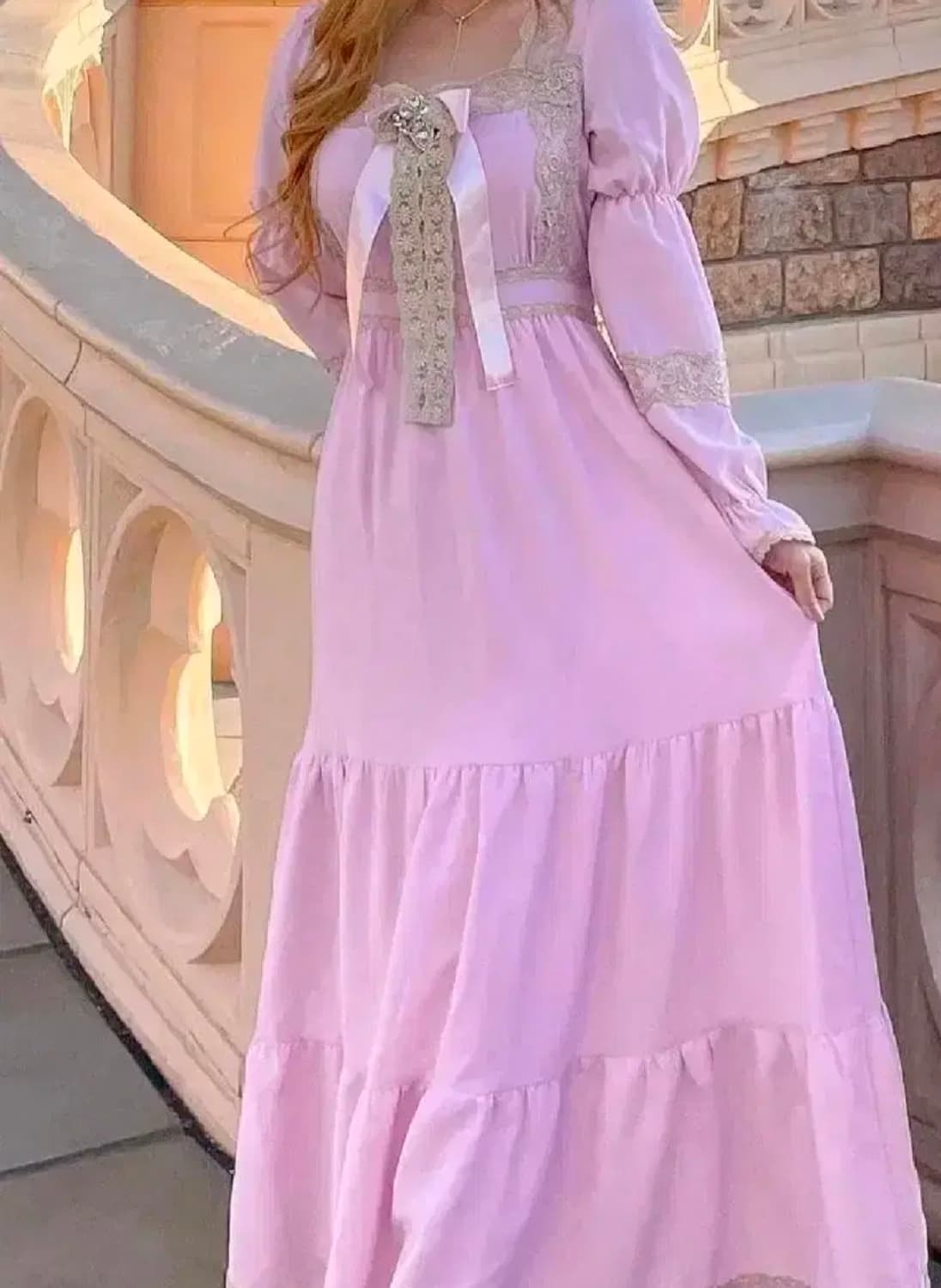 유앤진 오로라 롱 원피스 핑크 상품이미지1