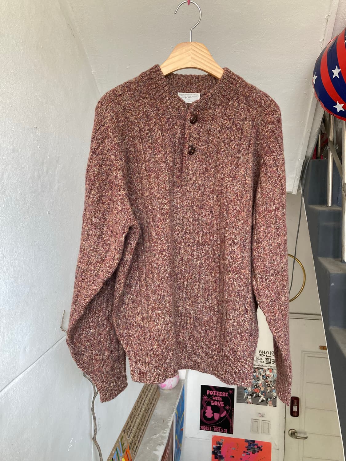 울 100% two단추 니트 상품이미지1