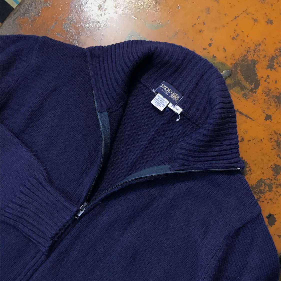 80s 아이조드 네이비 아크릴 니트 집업 자켓 남성 105 사이즈  상품이미지3