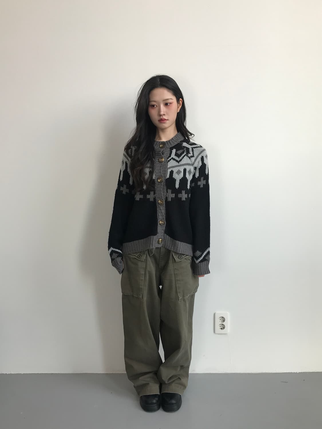 ehka sopo Pattern Knit Cardigan 상품이미지1