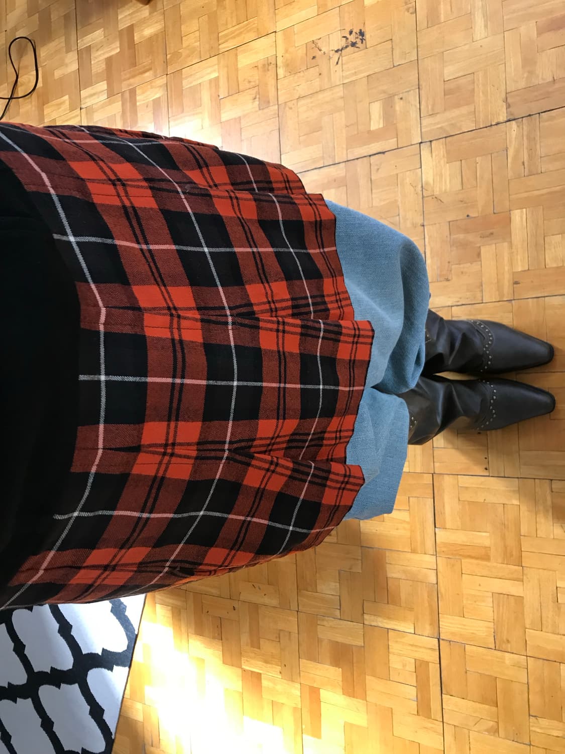 vintage check pleats one-piece 상품이미지4